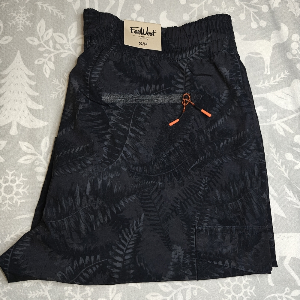 Men's Black Patterned Swim Shorts- BNWT-size S